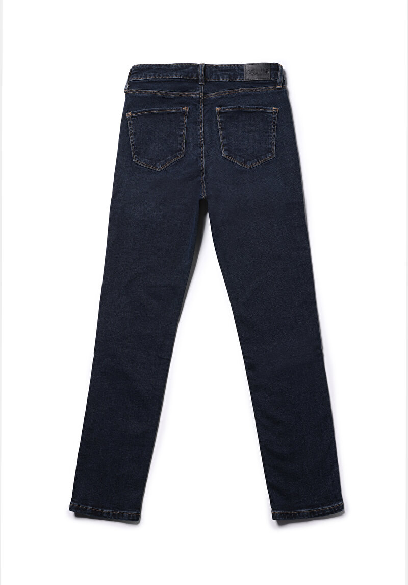 Slim Fit  Dar Paça Kadın Koyu İndigo Jean Pantolon