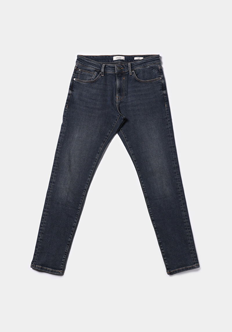 Slim Fit   Erkek Lacivert Jean Pantolon