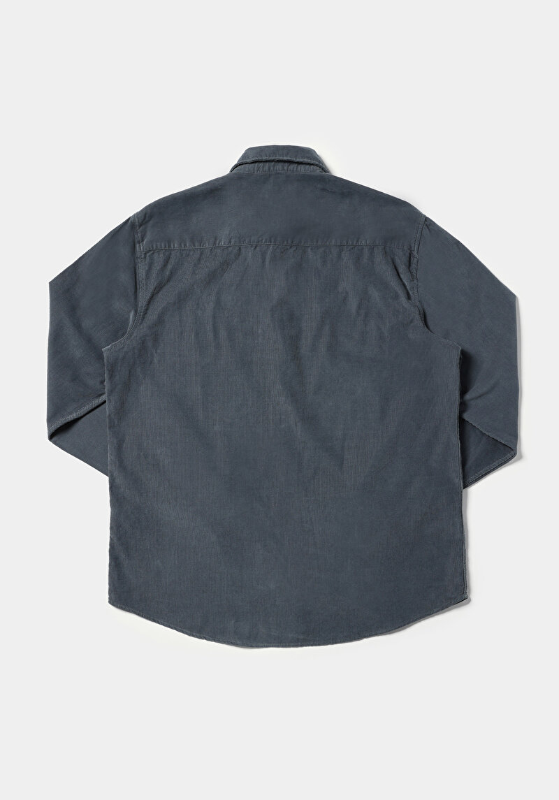 Regular Fit Shirt Neck Düz Erkek Yeşil Uzun Kol Gömlek