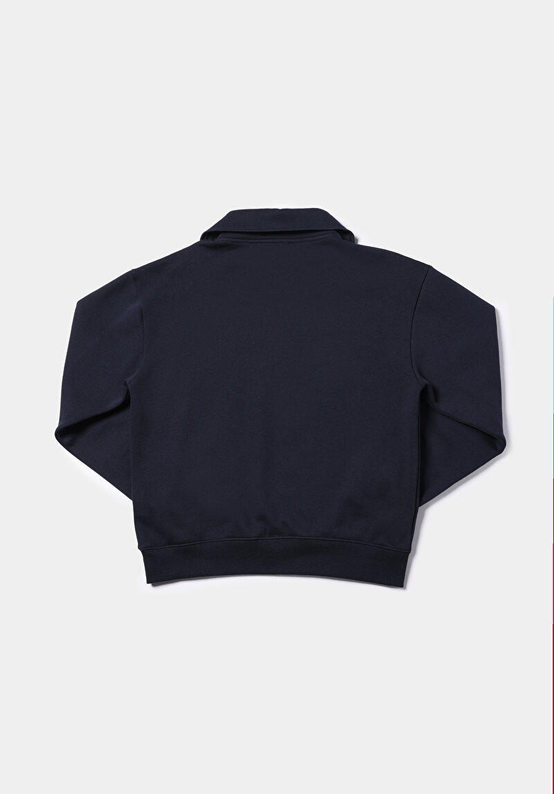 Regular Fit Fermuarlı Nakışlı Kadın Lacivert Sweatshirt