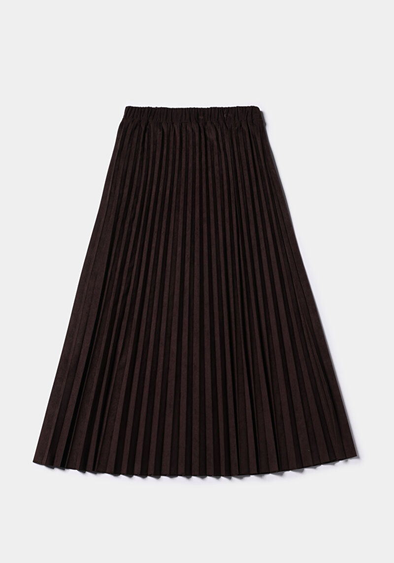 Regular Fit Düz  Kadın Kahverengi Etek