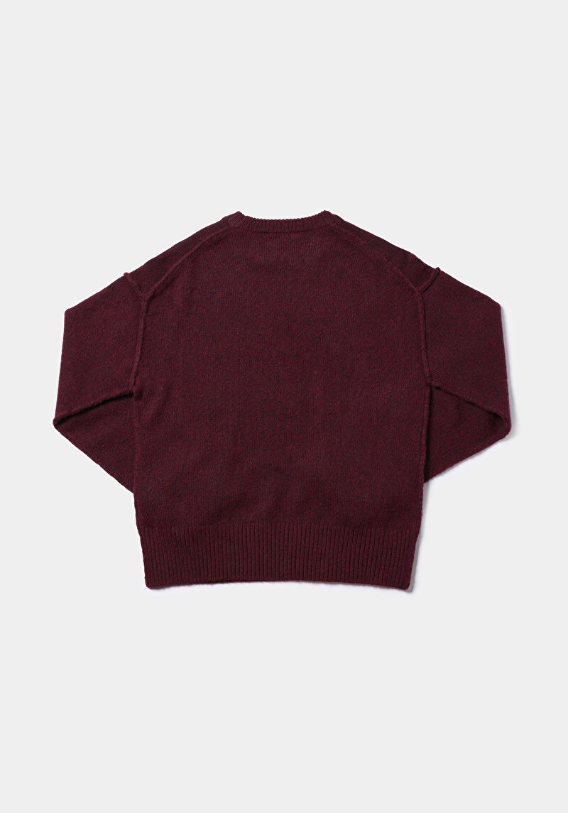 Regular Fit Yuvarlak Yaka Düz Kadın Mor Kazak