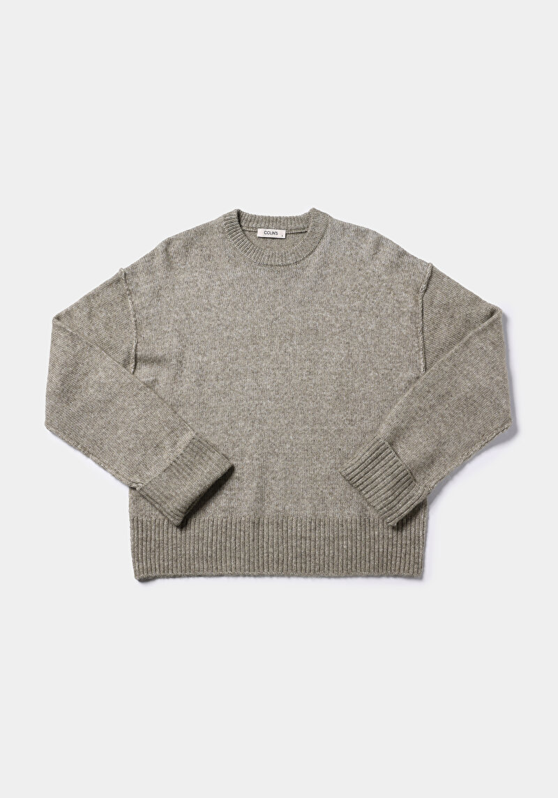 Regular Fit Yuvarlak Yaka Düz Kadın Yeşil Kazak