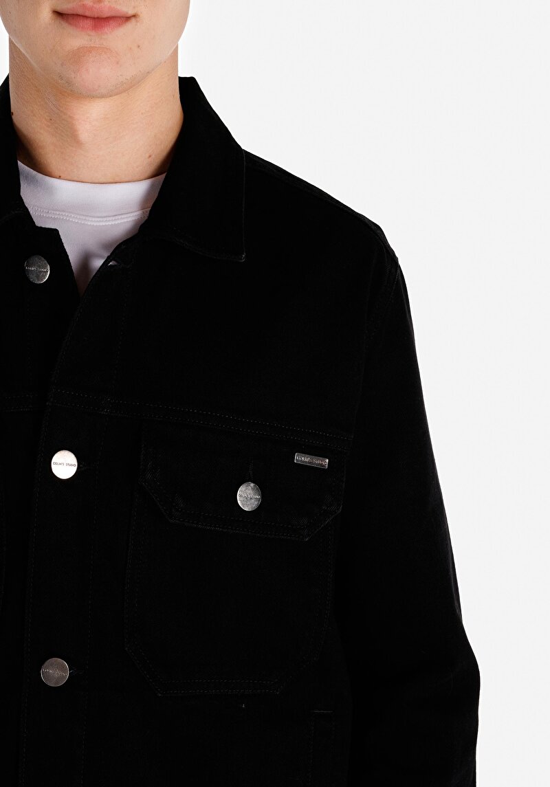 Regular Fit Düğmeli Astarsız  Erkek Siyah Ceket