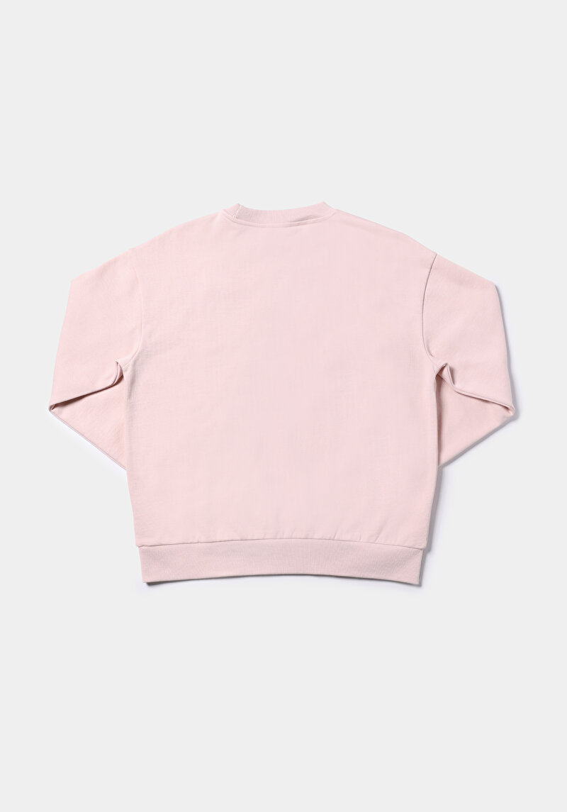 Regular Fit Yuvarlak Yaka Düz Kadın Pembe Sweatshirt
