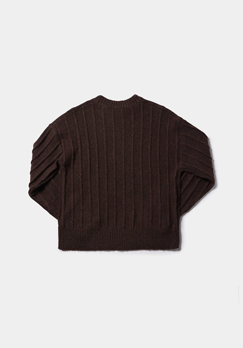 Regular Fit Yarım Balıkçı Yaka Düz Kadın Kahverengi Kazak