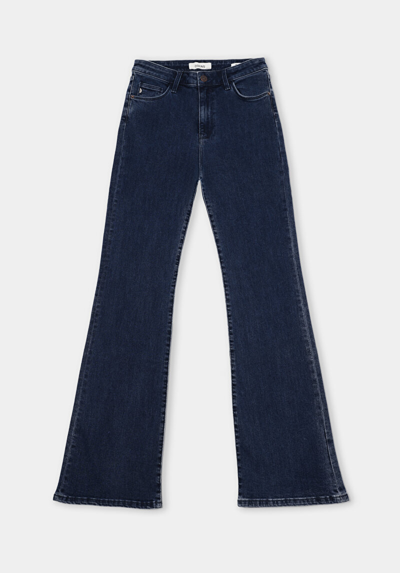 Regular Fit Orta Bel Bootcut Kadın Koyu İndigo Jean Pantolon
