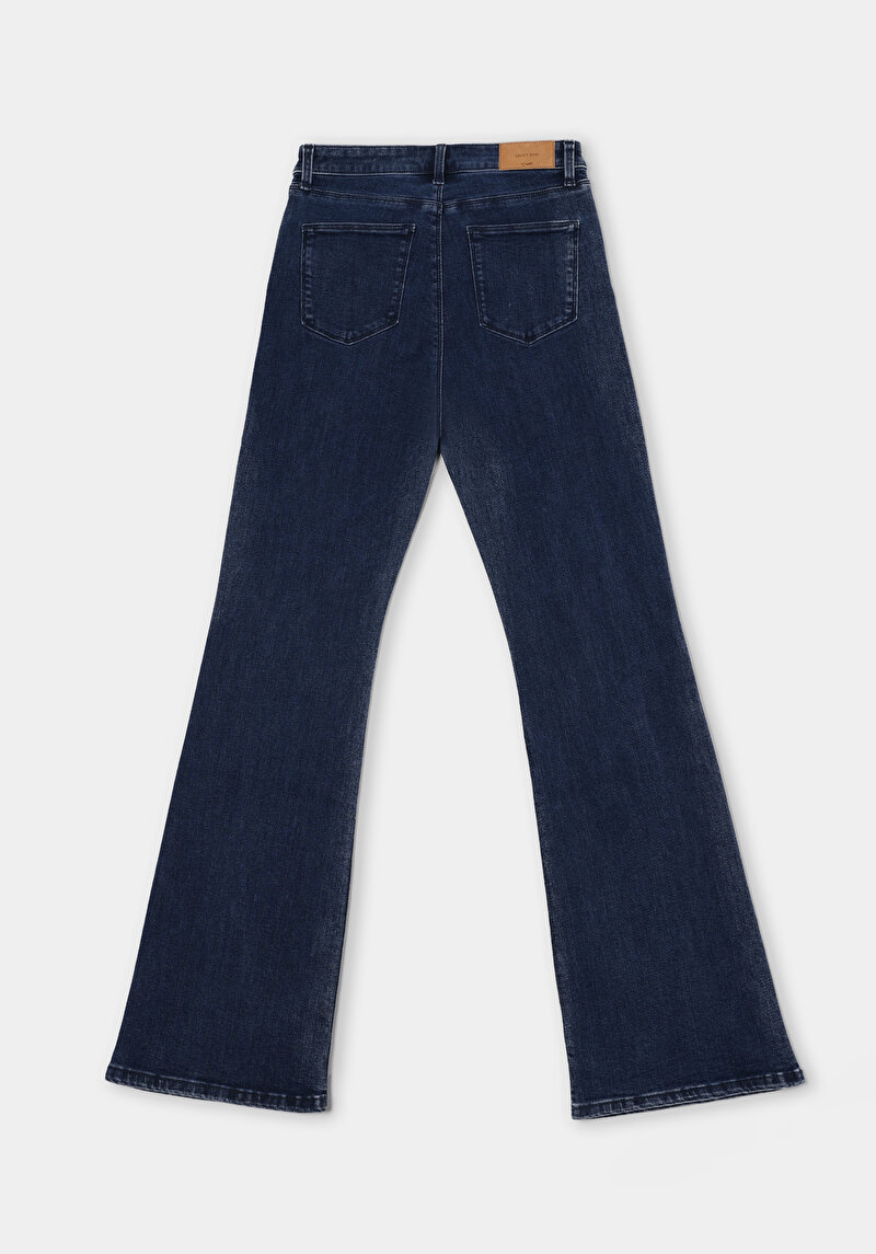 Regular Fit Orta Bel Bootcut Kadın Koyu İndigo Jean Pantolon