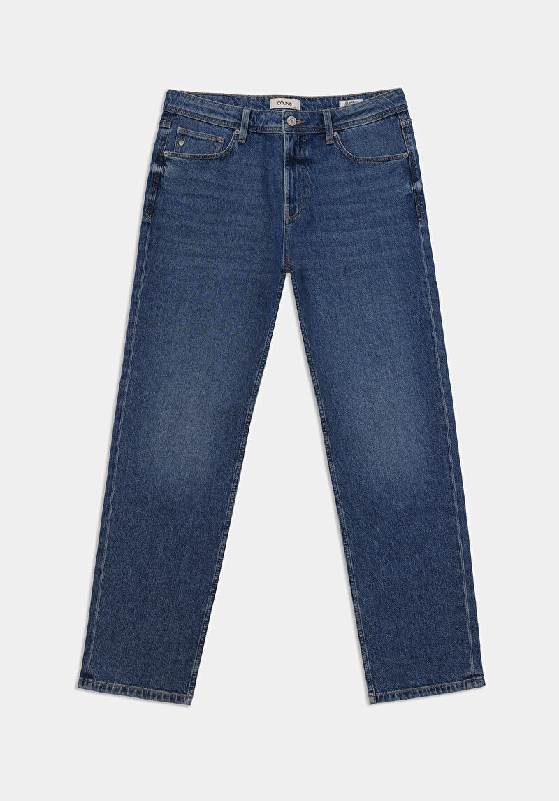Loose Straight Fit   Erkek İndigo Jean Pantolon