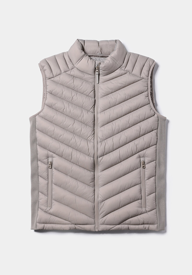 Slim Fit     Erkek Bej Yelek