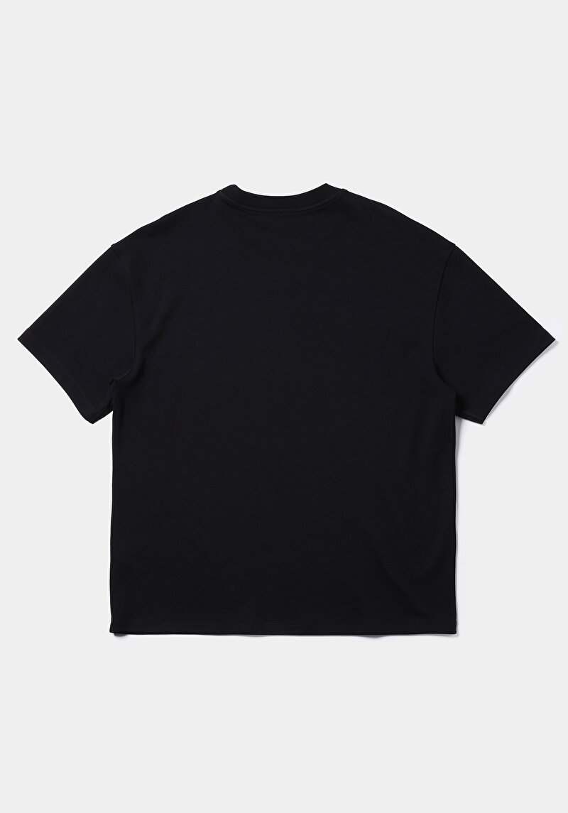 Oversize Fit Yuvarlak Yaka Düz Erkek Siyah Kısa Kol Tişört