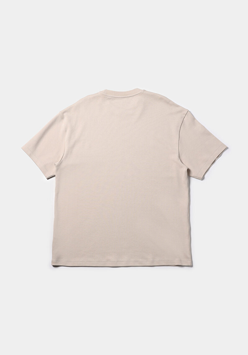 Oversize Fit Yuvarlak Yaka Düz Erkek Taş Kısa Kol Tişört