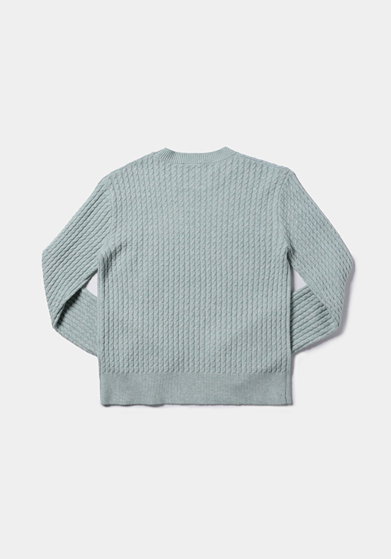 Regular Fit Yuvarlak Yaka Düz Kadın Yeşil Kazak