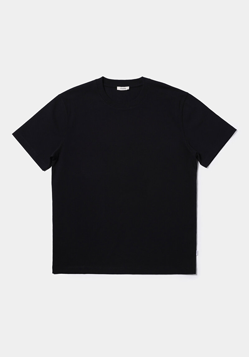 Comfort Fit Yuvarlak Yaka Düz Erkek Siyah Kısa Kol Tişört