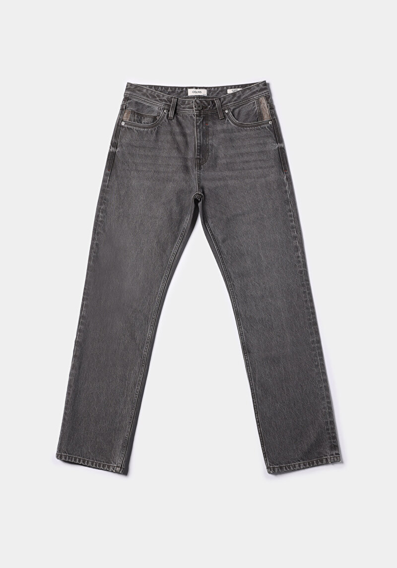 Regular Fit Orta Bel Düz Paça Erkek Siyah Jean Pantolon