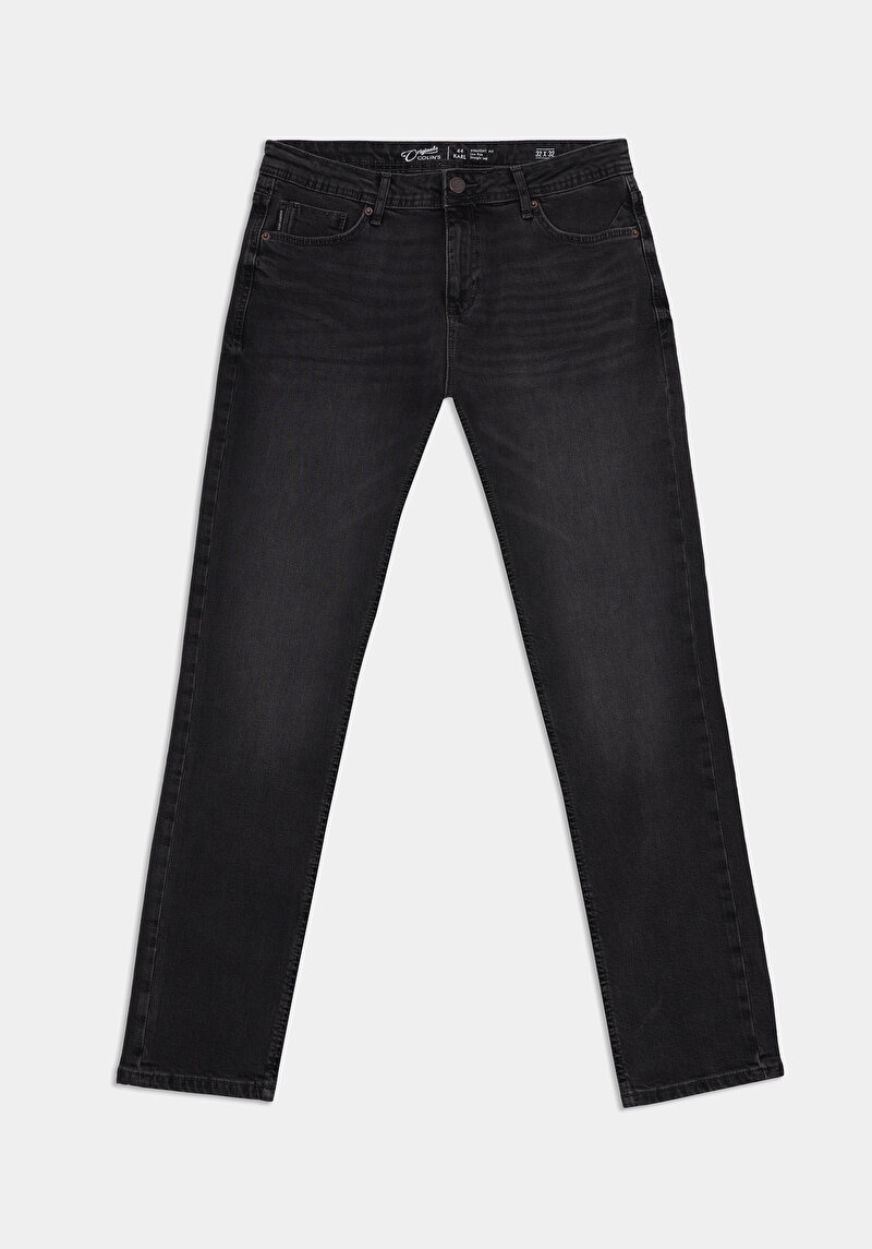 Straight Fit Düşük Bel Düz Paça Erkek Siyah Jean Pantolon