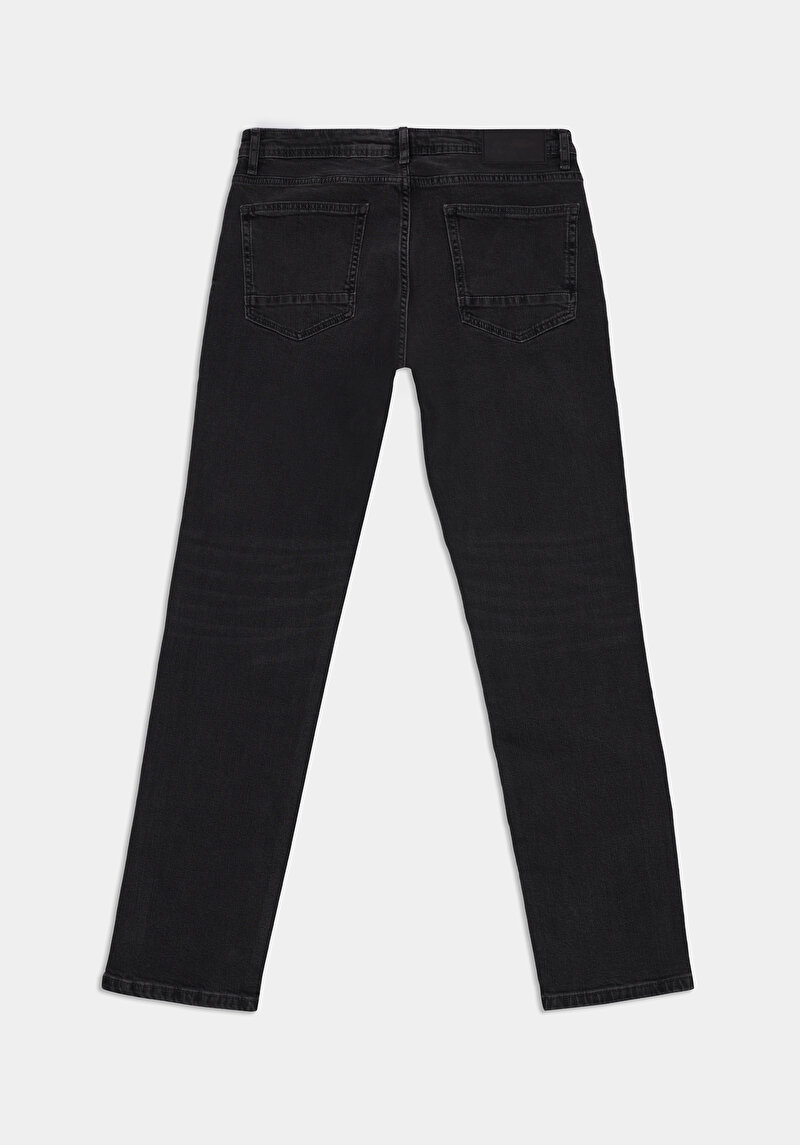 Straight Fit Düşük Bel Düz Paça Erkek Siyah Jean Pantolon