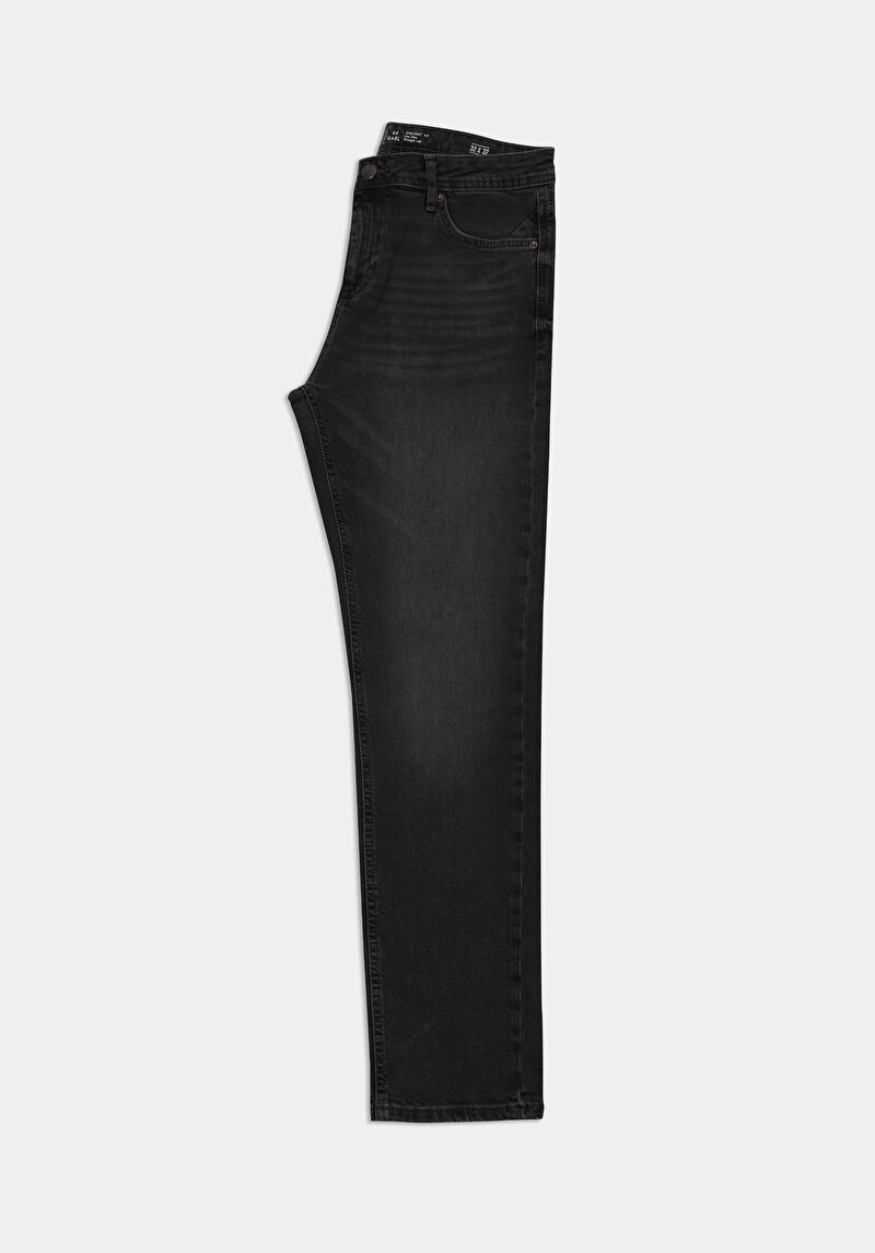 Straight Fit Düşük Bel Düz Paça Erkek Siyah Jean Pantolon