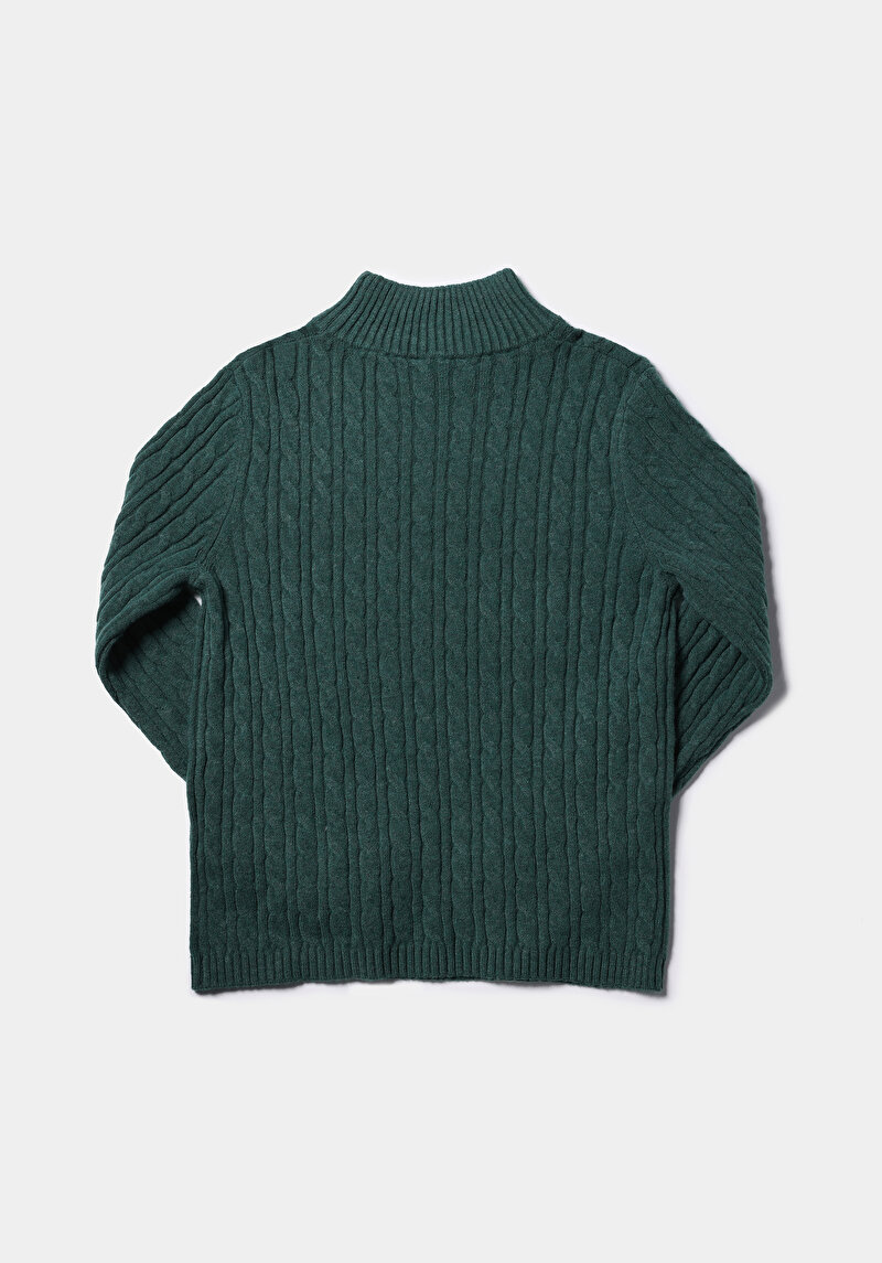 Regular Fit Yarım Balıkçı Yaka Düz Kadın Yeşil Kazak