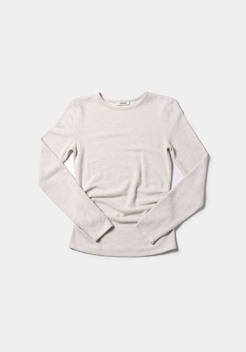 Slim Fit Yuvarlak Yaka Düz Kadın Ekru Tişört