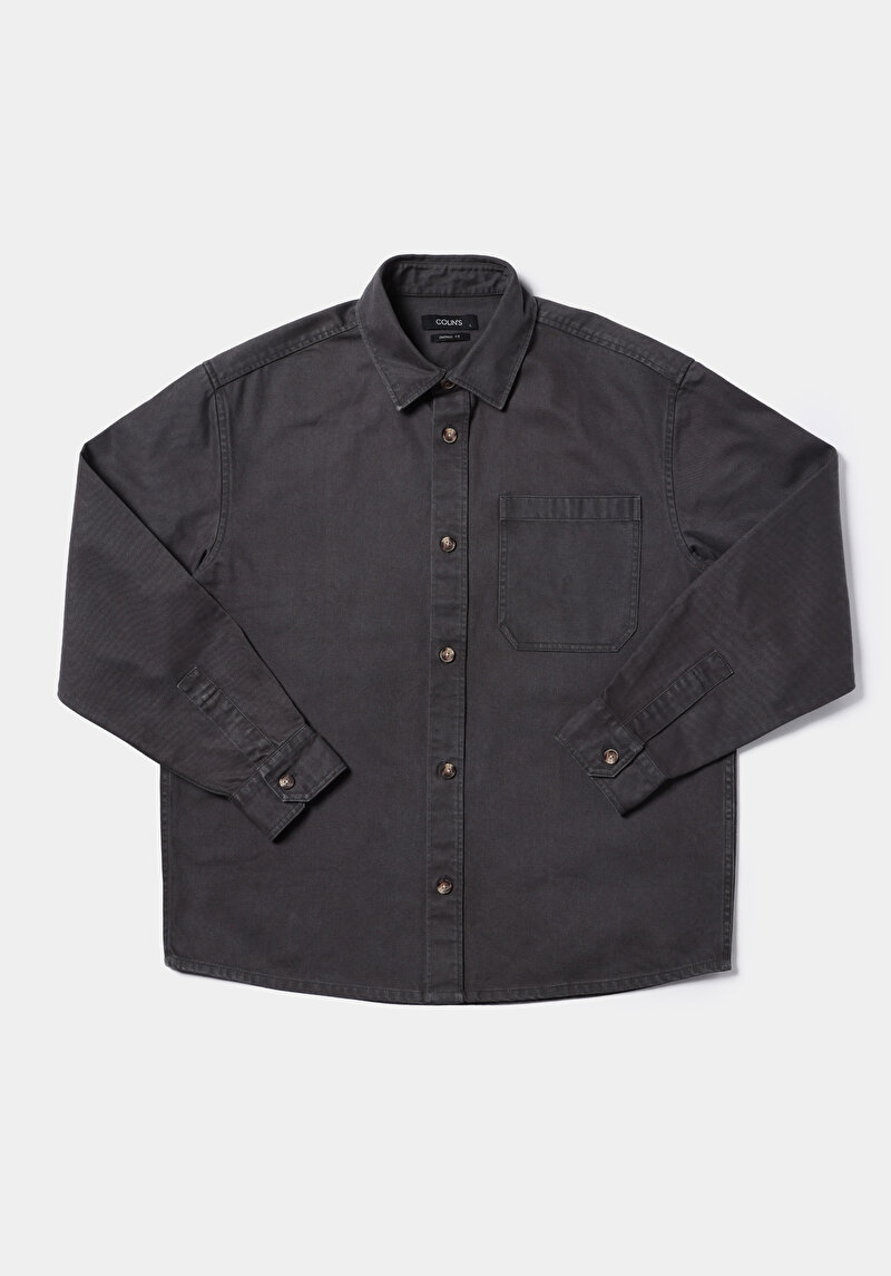 Oversize Fit   Erkek Antrasit Shacket