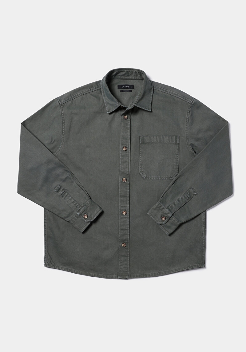 Oversize Fit Erkek Yeşil Shacket