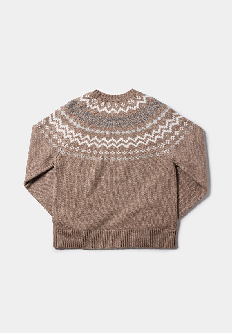 Regular Fit Turtle Neck Baskılı Kadın Bej Kazak