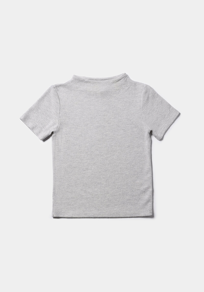 Slim Fit Dik Yaka Düz Kadın Gri Kısa Kol Tişört