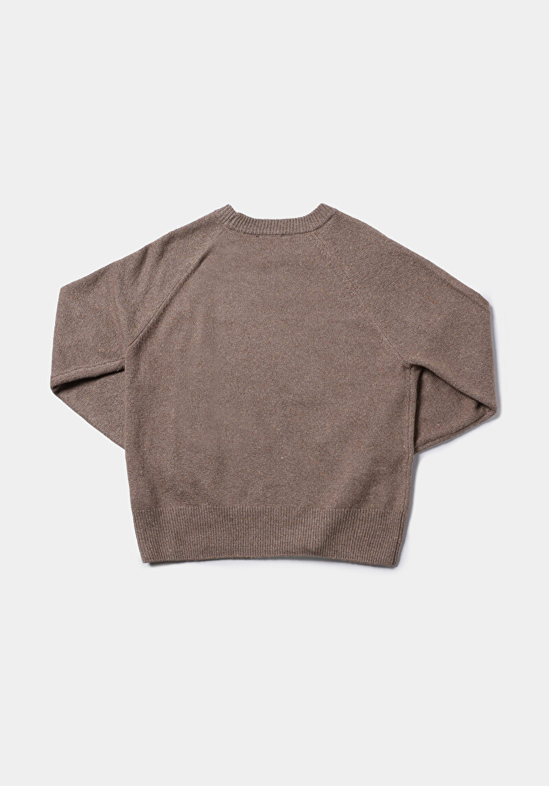 Regular Fit Yuvarlak Yaka Düz Kadın Kahverengi Kazak