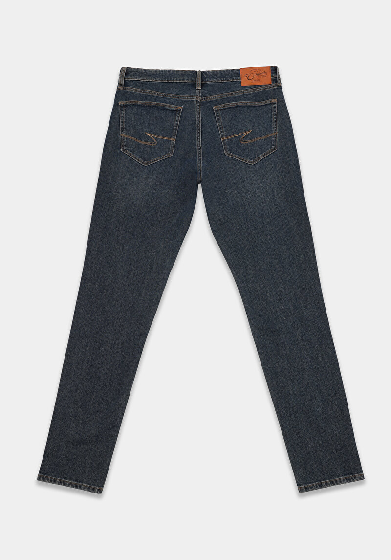 Slim Fit   Erkek Koyu İndigo Jean Pantolon