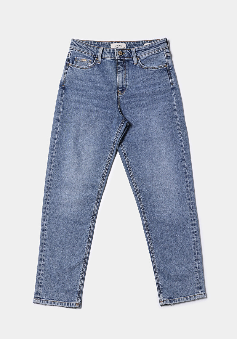 Mom Fit   Kadın İndigo Jean Pantolon