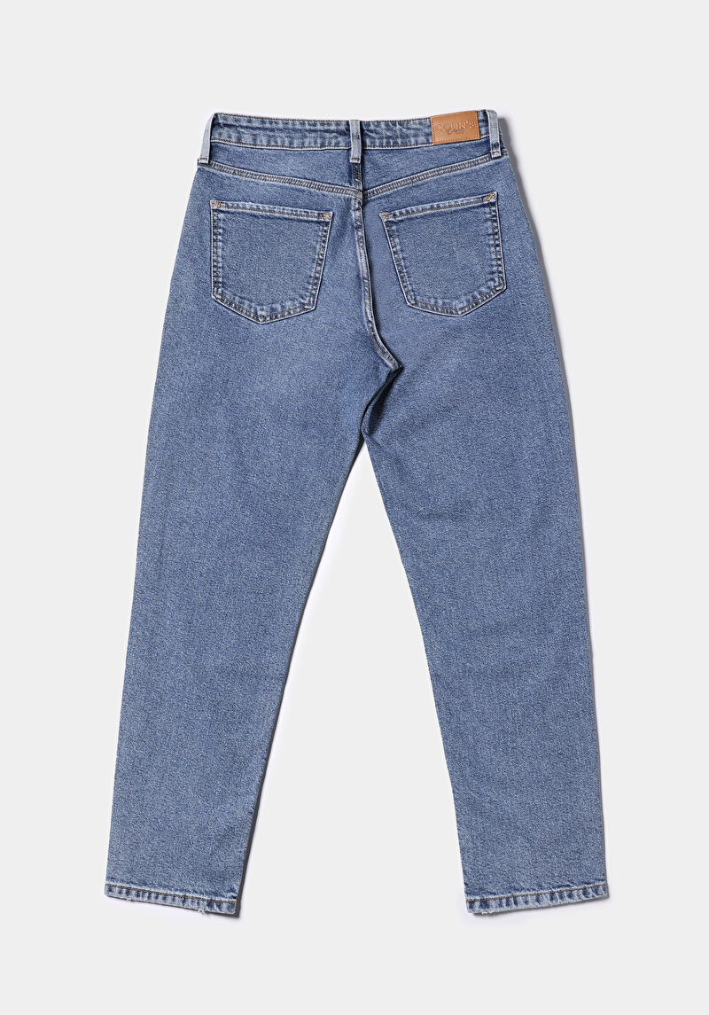 Mom Fit   Kadın İndigo Jean Pantolon