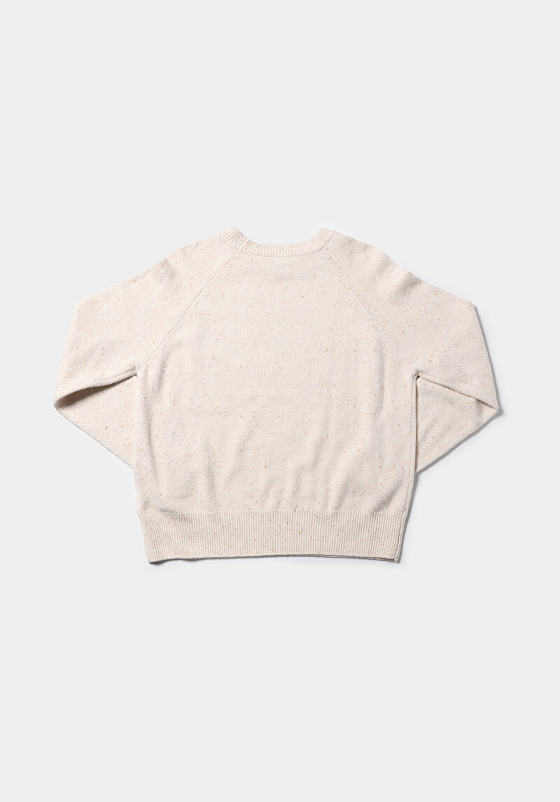 Regular Fit Yuvarlak Yaka Düz Kadın Ekru Kazak