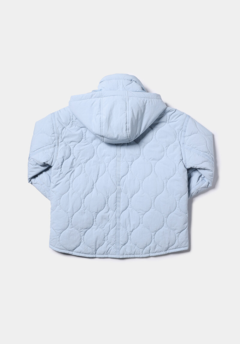 Regular Fit Kapüşonlu Fermuarlı Astarlı Suya Dayanıklı Kadın Mavi Mont