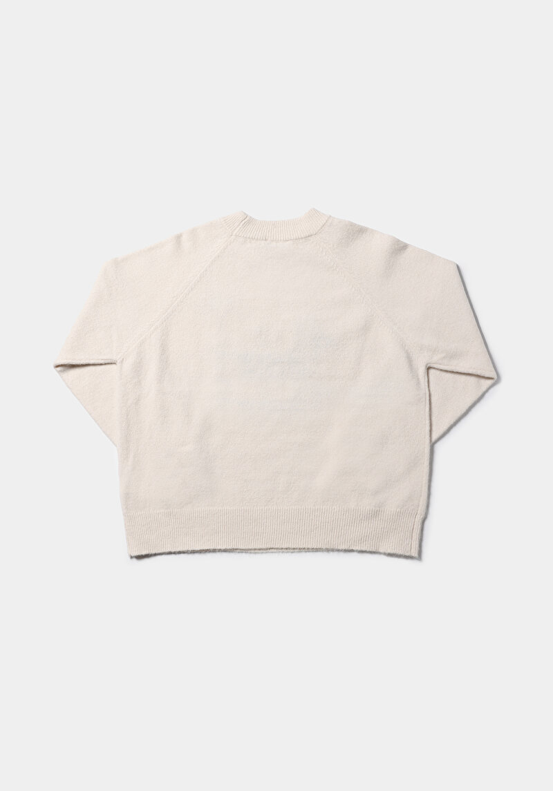 Relaxed Fit Yuvarlak Yaka Baskılı Kadın Ekru Kazak