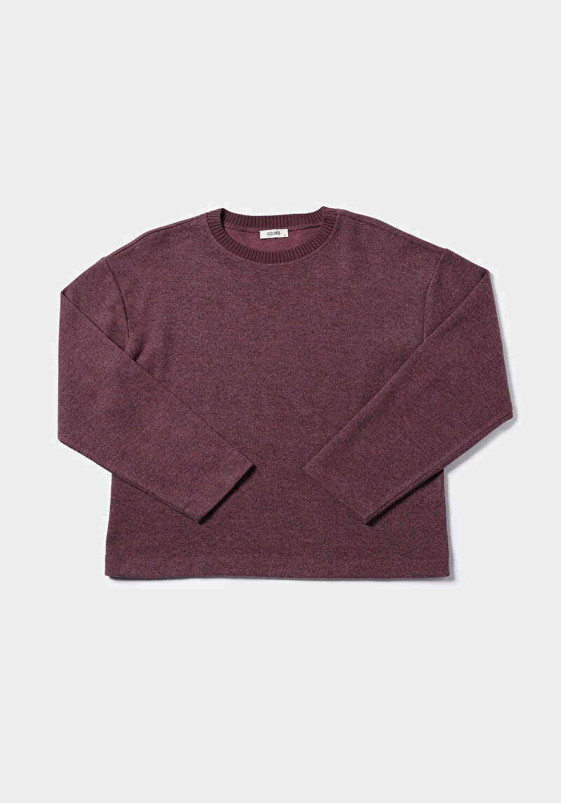 Regular Fit Yuvarlak Yaka Düz Kadın Mor Tişört