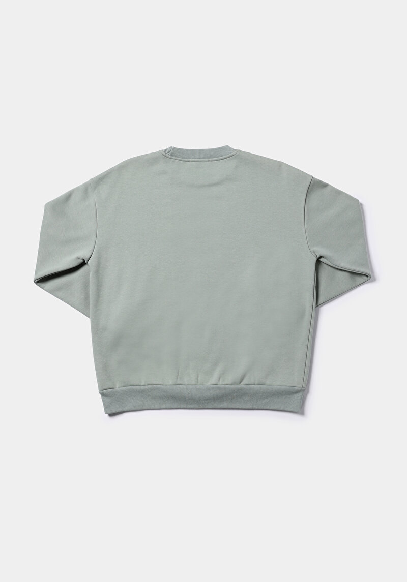 Regular Fit Yuvarlak Yaka Baskılı Kadın Yeşil Sweatshirt