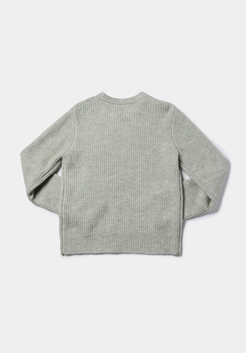 Regular Fit Yuvarlak Yaka Düz Kadın Yeşil Kazak