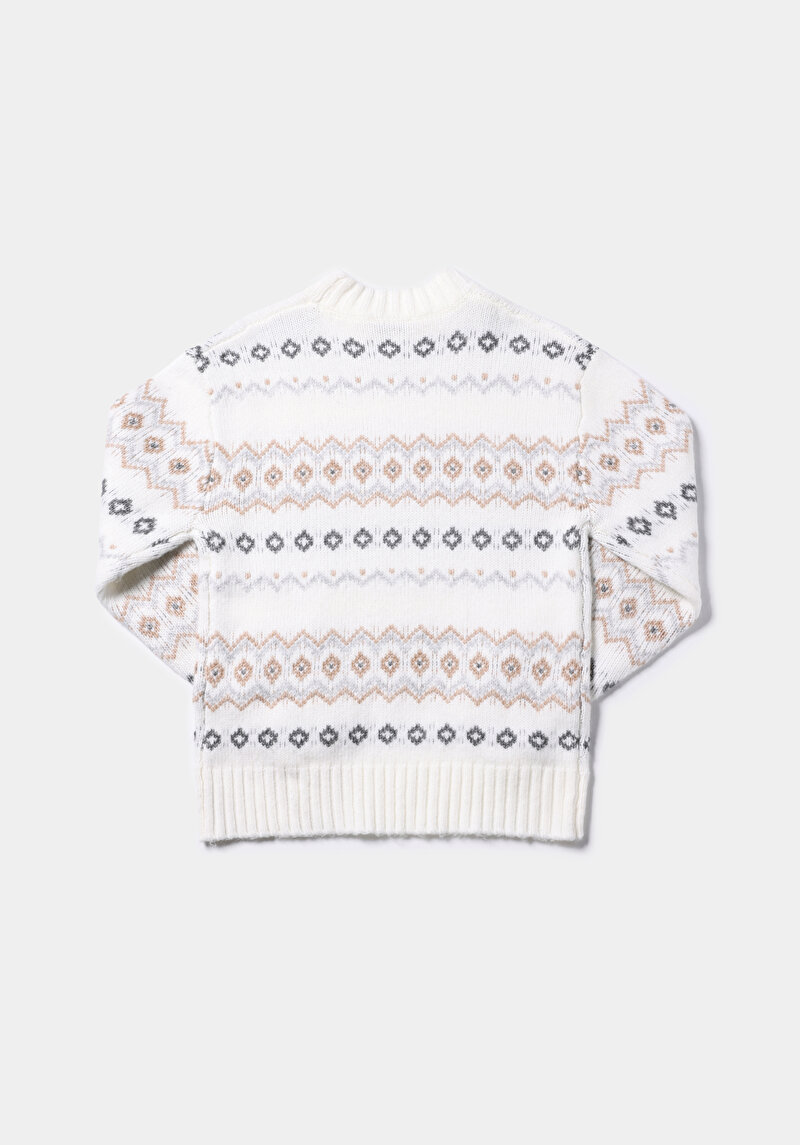 Regular Fit Yuvarlak Yaka Baskılı Kadın Çok Renkli Kazak