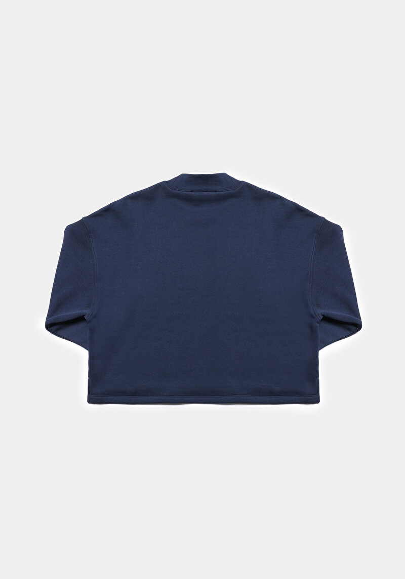 Relax Fit Yuvarlak Yaka Düz Kadın Lacivert Sweatshirt