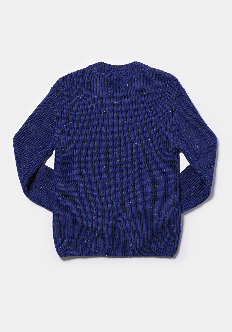 Regular Fit Yuvarlak Yaka Düz Kadın Mavi Kazak