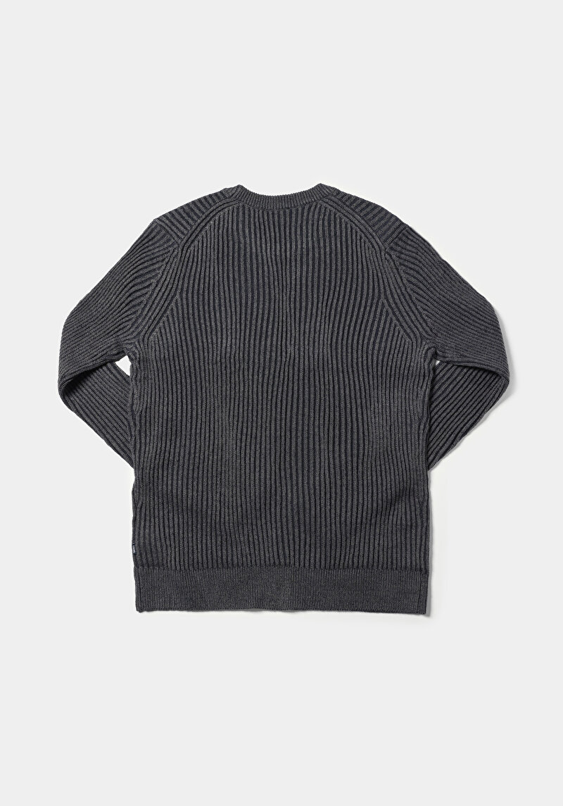 Regular Fit Yuvarlak Yaka Jakarlı Erkek Lacivert Kazak