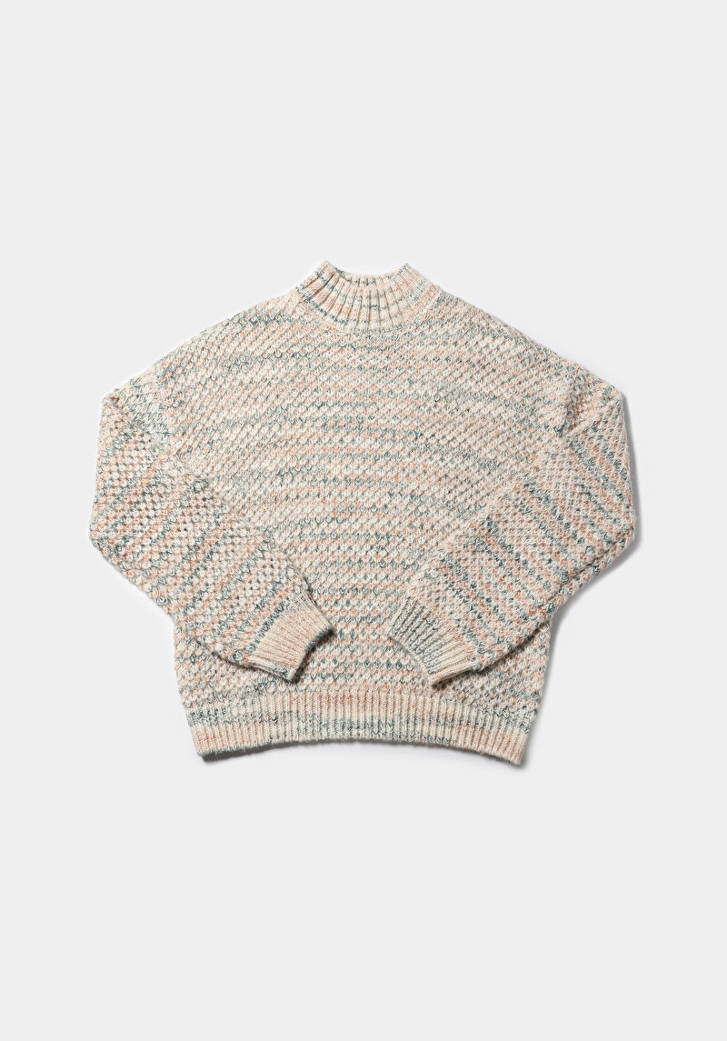 Regular Fit Yuvarlak Yaka Düz Kadın Çok Renkli Kazak