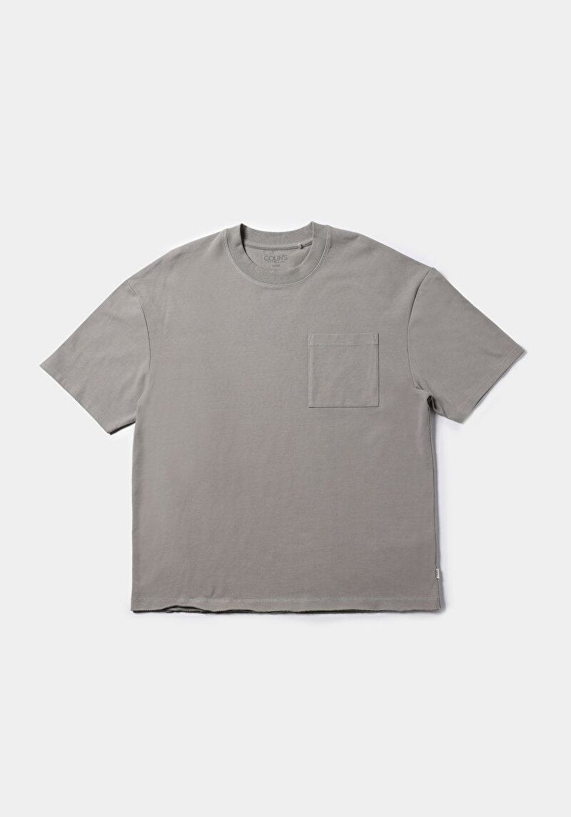 Oversize Fit Yuvarlak Yaka Düz Erkek Yeşil Kısa Kol Tişört