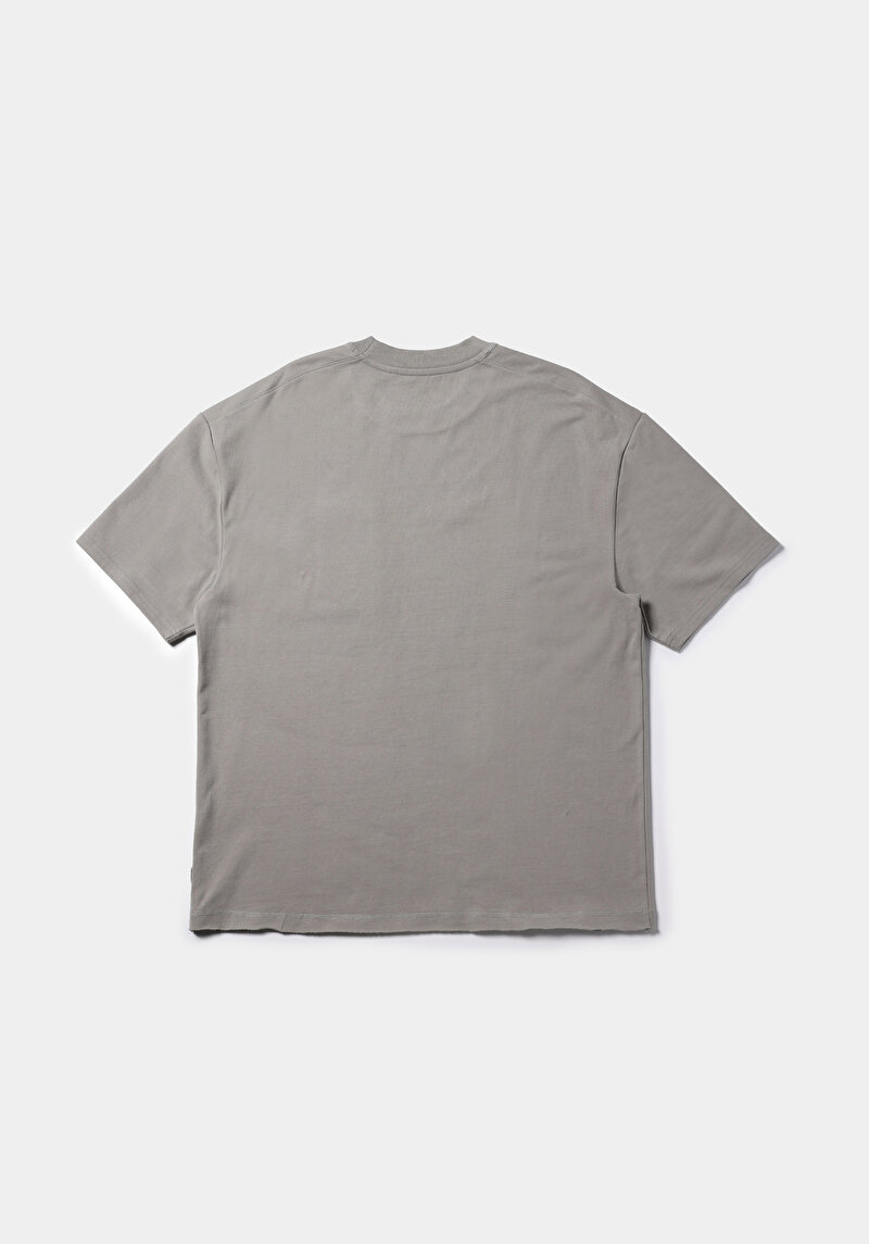 Oversize Fit Yuvarlak Yaka Düz Erkek Yeşil Kısa Kol Tişört