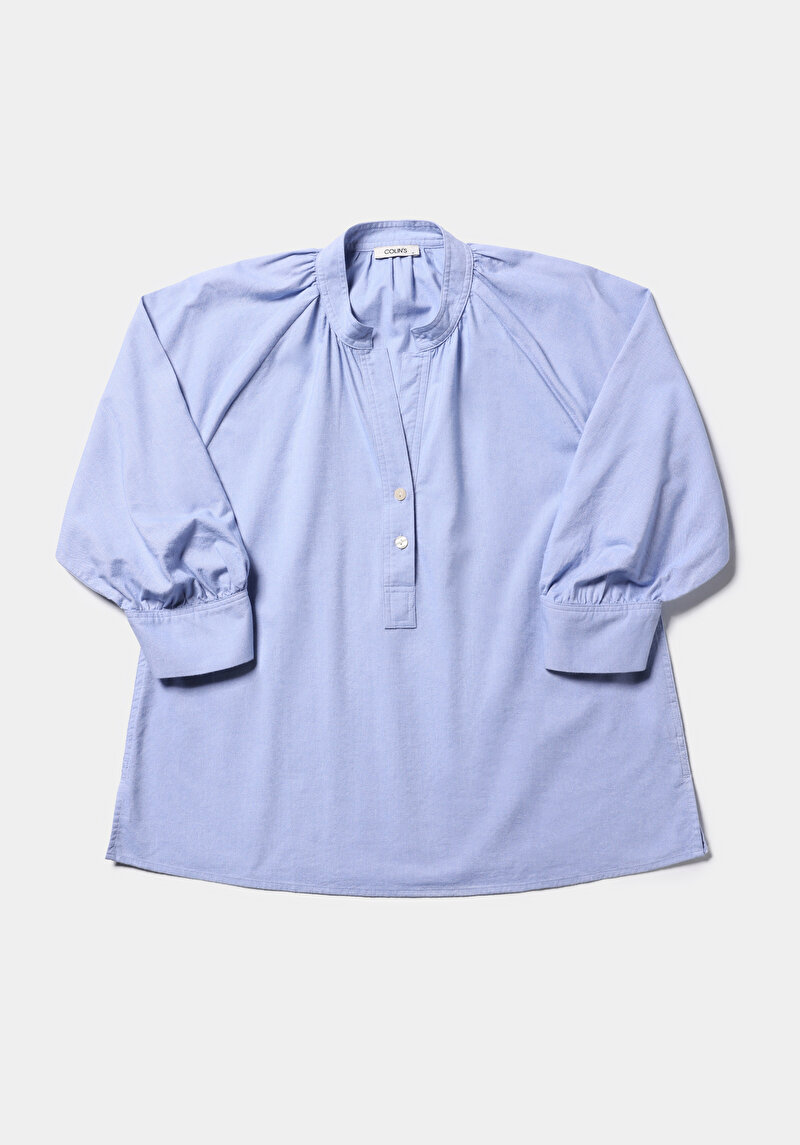 Fashion Fit Hakim Yaka Düz Kadın Mavi Uzun Kol Gömlek