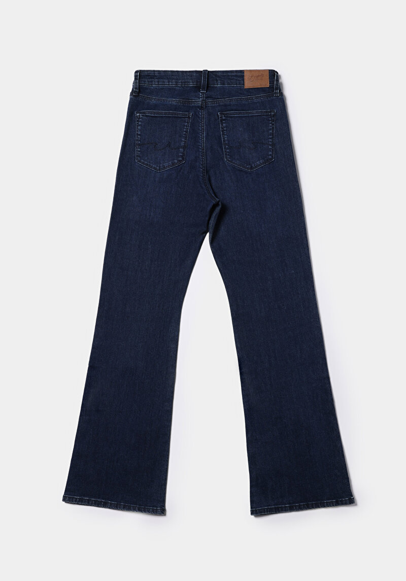 Regular Fit Orta Bel Bootcut Kadın Lacivert Jean Pantolon