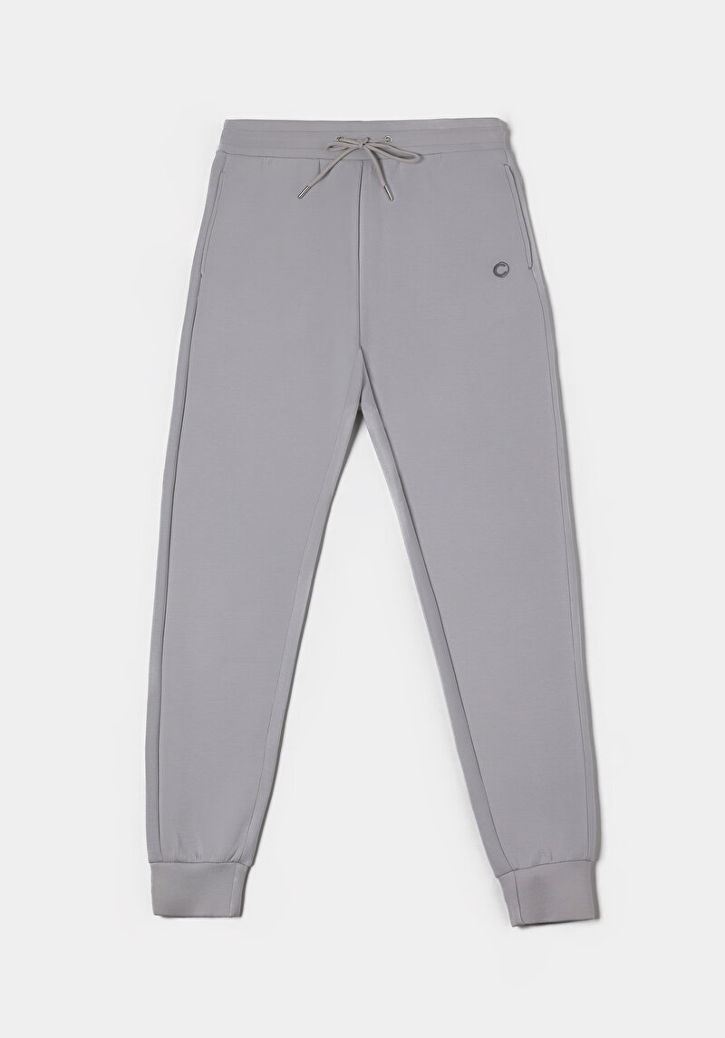 Regular Fit Orta Bel Düz Kadın Gri Eşofman Altı