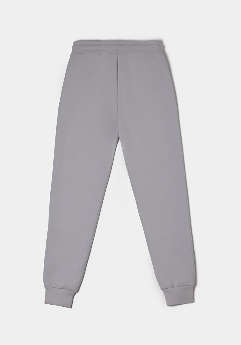 Regular Fit Orta Bel Düz Kadın Gri Eşofman Altı