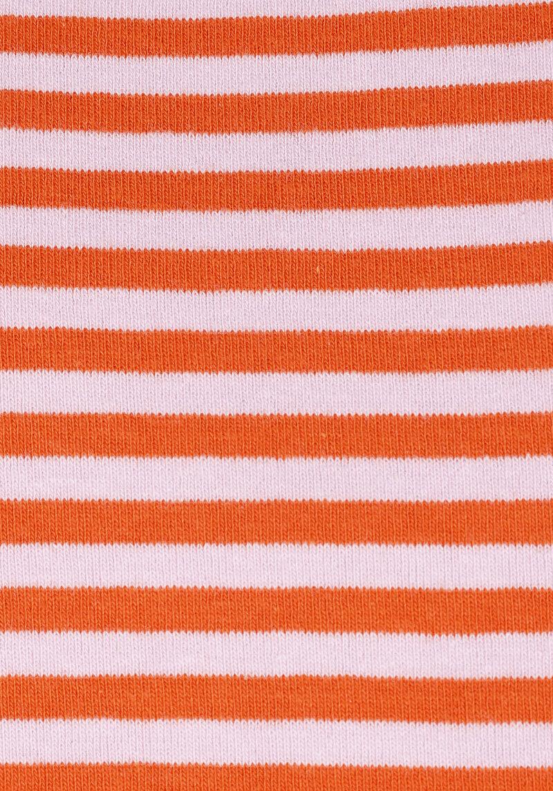 Regular Fit Yuvarlak Yaka Çizgili Kadın Kirmizi Kısa Kol Tişört